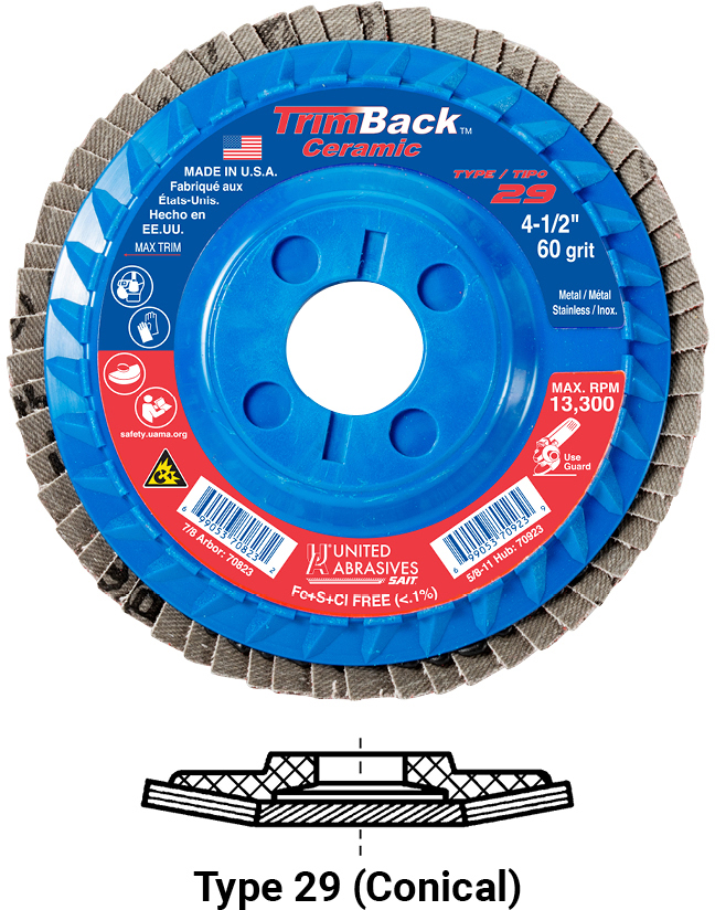 TRIMBACK CERA T29 4.5x7/8 36X - Flap Discs